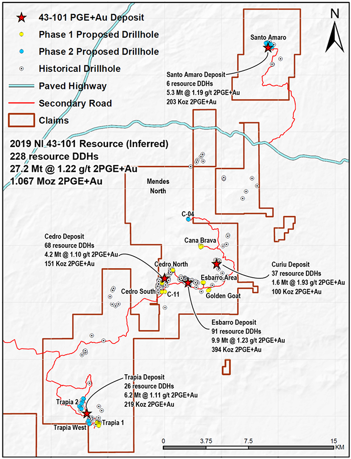 Location of Proposed Phase 1 and Phase 2 Drill Targets; Mendes North